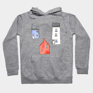 Watercolor Houses in Devon Hoodie